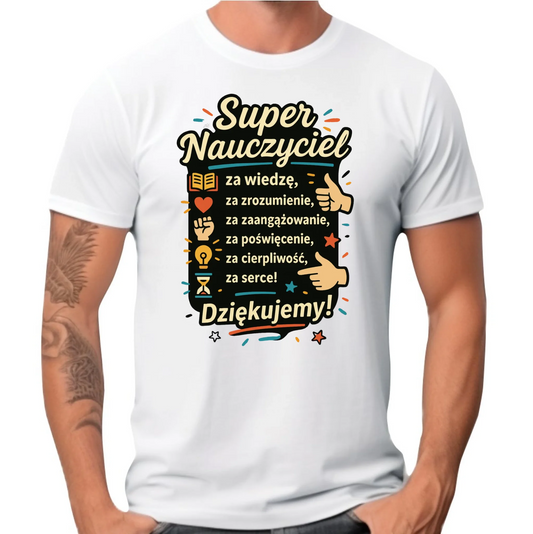 Koszulka męska dla nauczyciela - Super Nauczyciel Dziękujemy N32