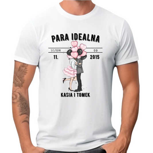 Koszulka męska na rocznicę - Para idealna - personalizowana W11 - StoryCups.pl