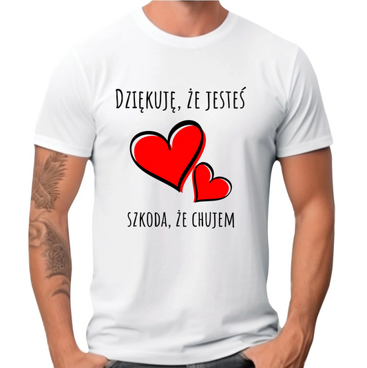 Koszulka męska - Dziękuję, że jesteś szkoda, że ch#jem - bez cenzury - czarna DCH10 - StoryCups.pl