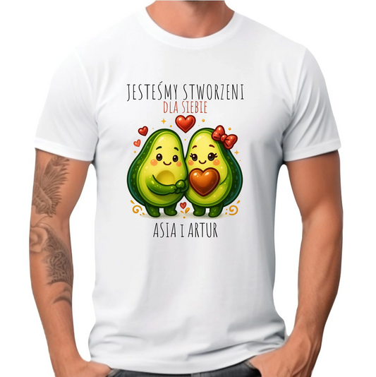 Koszulka męska - Awokado Stworzeni dla siebie - personalizowana W91 - StoryCups.pl