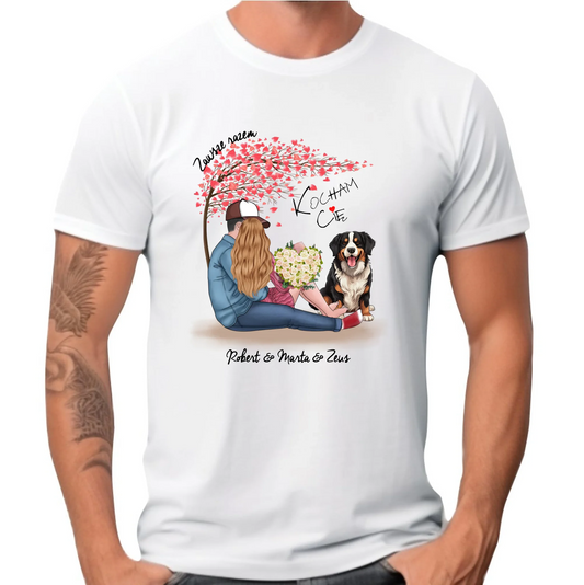 Koszulka męska - Para + Berneńczyk - Zawsze razem - personalizowana W04A - StoryCups.pl