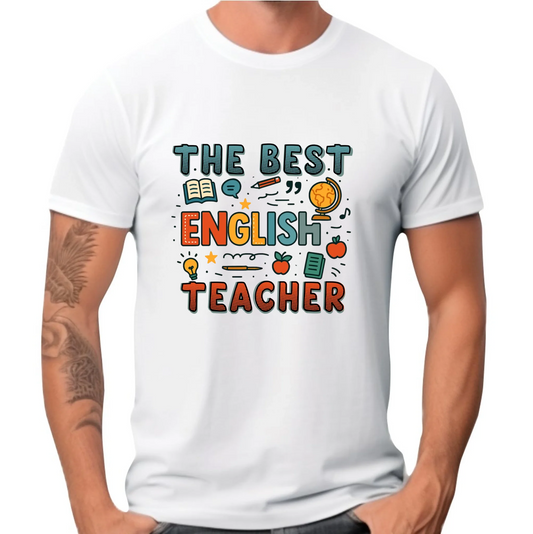Koszulka męska dla nauczyciela angielskiego - The best english teacher N53 - StoryCups.pl