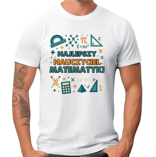 Koszulka męska dla nauczyciela - Najlepszy nauczyciel matematyki N74 - StoryCups.pl
