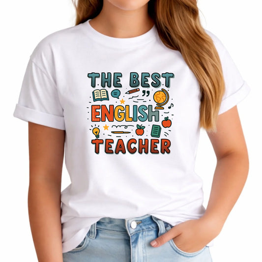 Koszulka damska dla nauczycielki angielskiego - The best english teacher N53 - StoryCups.pl