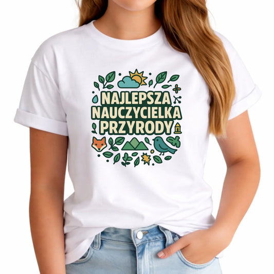 Koszulka damska dla nauczycielki - Najlepsza nauczycielka przyrody N64 - StoryCups.pl