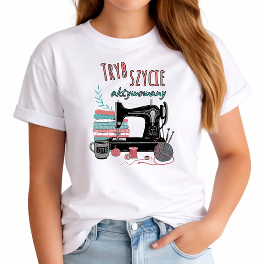 Koszulka damska szyciowa dla krawcowej - Tryb szycie aktywowany HS06 - StoryCups.pl