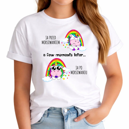 Koszulka damska - prezent dla morsa - Jednorożec - Ja po morsowaniu HM11 - StoryCups.pl