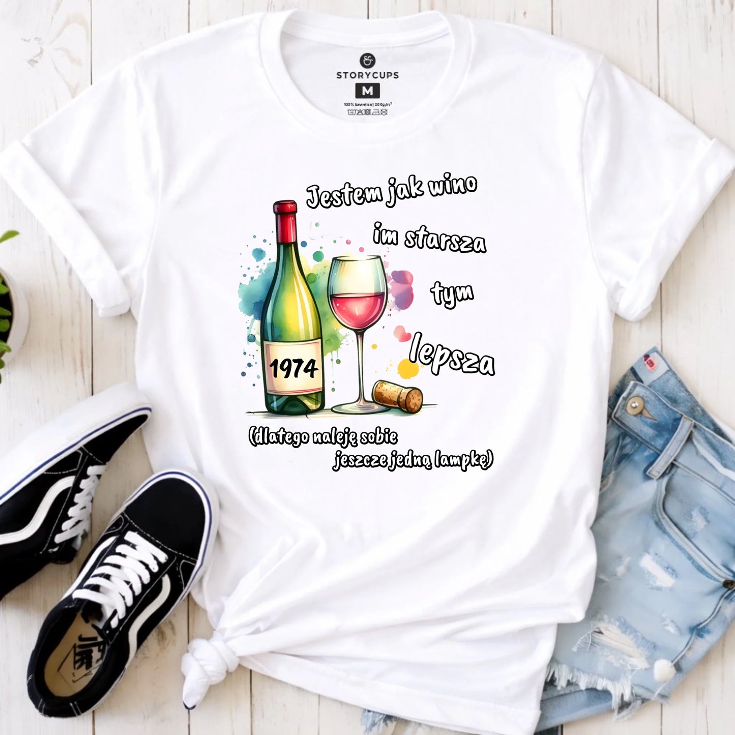 Jestem jak wino im starsza tym lepsza | Koszulka damska prezent na urodziny U13 - StoryCups.pl