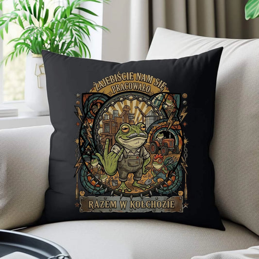 Poduszka dekoracyjna na odejście z pracy dla kolegi - Żajebiście nam się pracowało w kołchozie OP10 - StoryCups.pl
