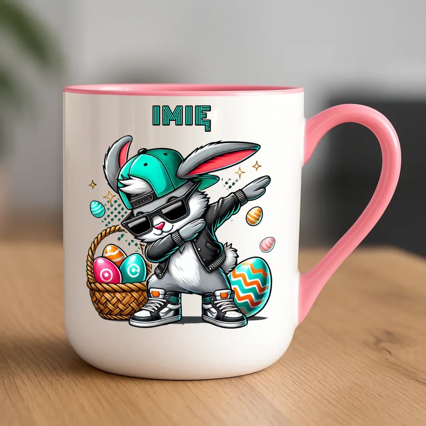 Kubek elegant wielkanocny - Zajączek Dab dance - personalizowany WN09 - StoryCups.pl
