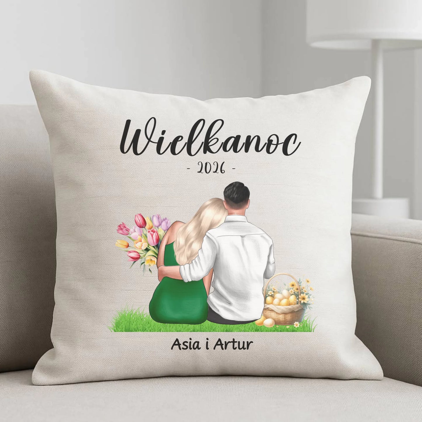 Poduszka na Wielkanoc dla par - personalizowana WN36 - StoryCups.pl