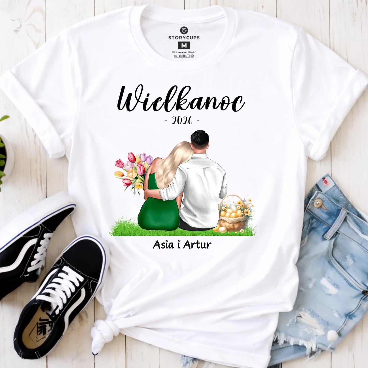 Koszulka damska na Wielkanoc dla par - personalizowana WN36 - StoryCups.pl