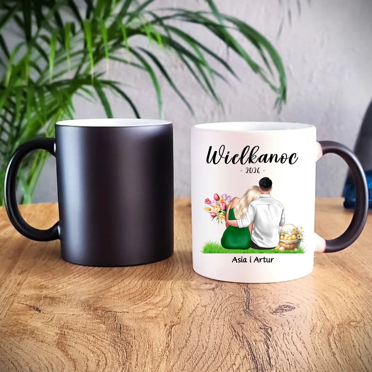 Kubek magiczny na Wielkanoc dla par - personalizowany WN36 - StoryCups.pl