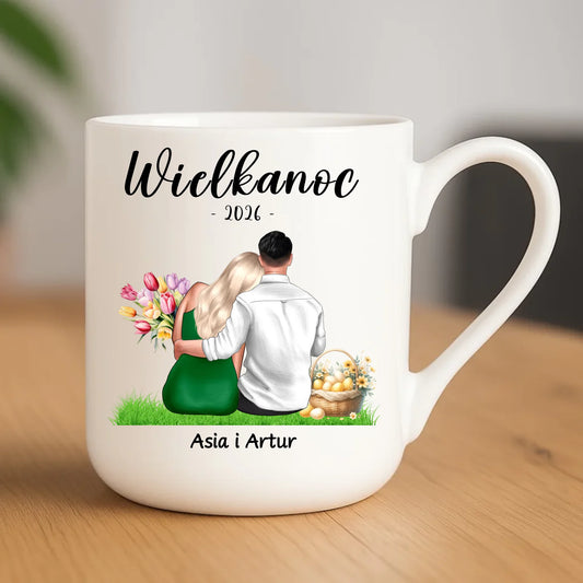 Kubek elegant na Wielkanoc dla par - personalizowany WN36 - StoryCups.pl