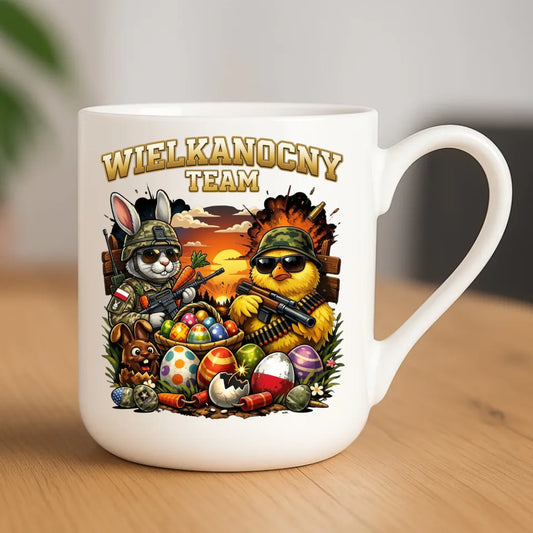 Kubek elegant na Wielkanoc - Kurczak i zając armia Wielkanocny Team WN37 - StoryCups.pl