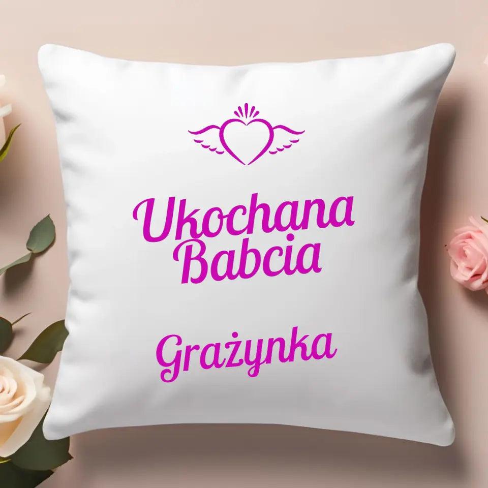 Poduszka z imieniem dla babci na prezent Ukochana Babcia, na Dzień Babci - storycups.pl
