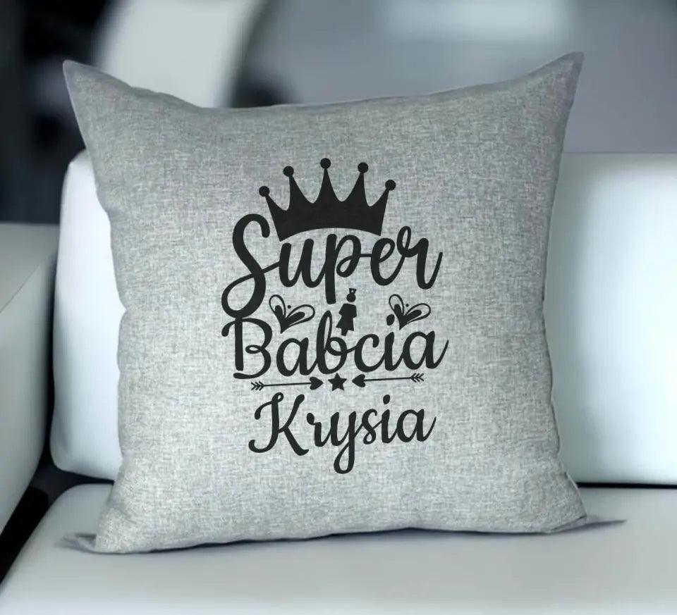 Poduszka dla babci z imieniem na prezent Super Babcia, na Dzień Babci - storycups.pl