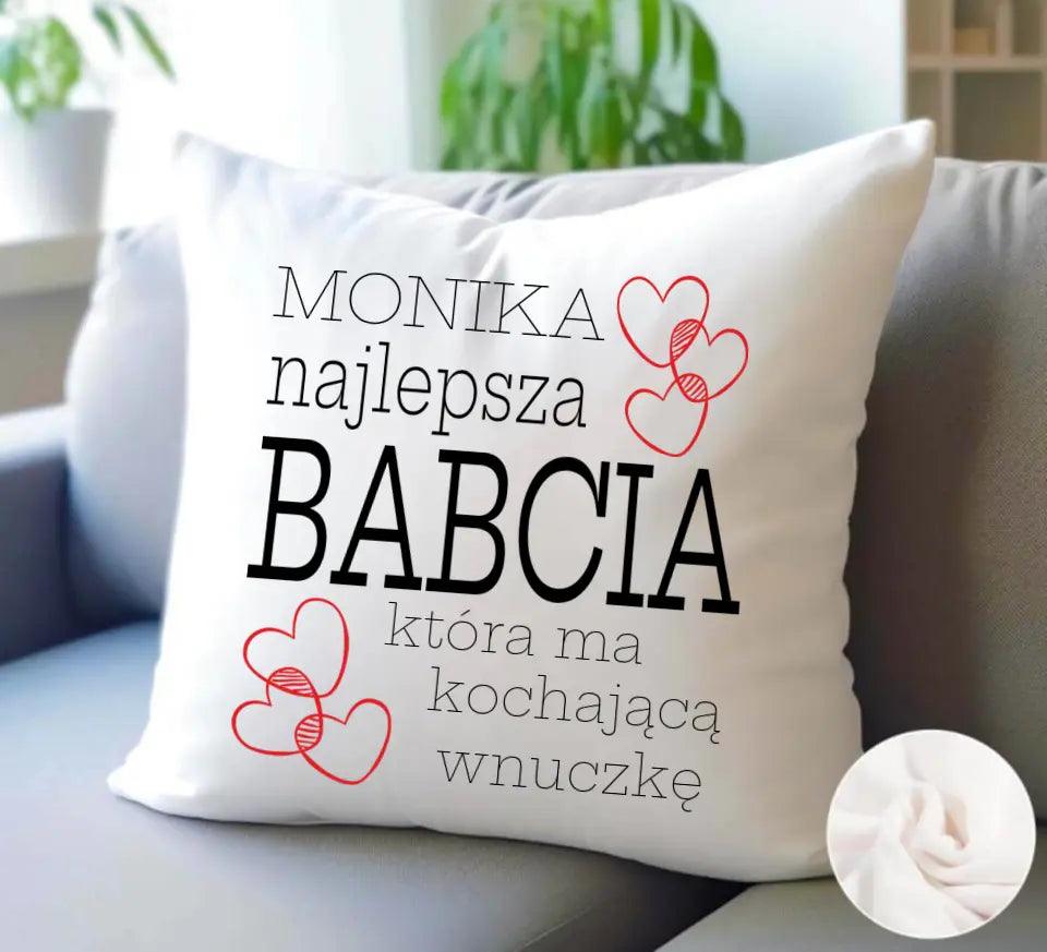 Poduszka dla babci z dedykacją personalizacja Najlepsza Babcia, na Dzień Babci - storycups.pl