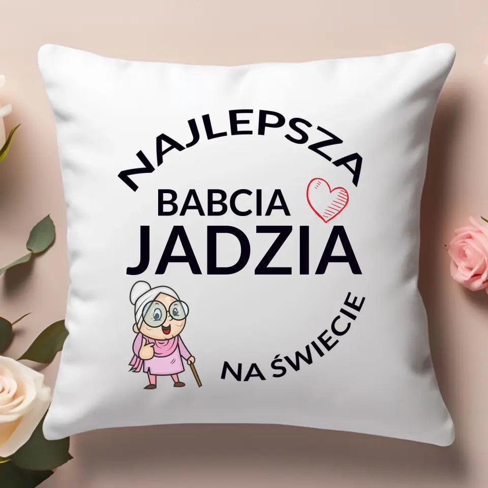 Poduszka dla babci imię Najlepsza babcia, na Dzień Babci - storycups.pl