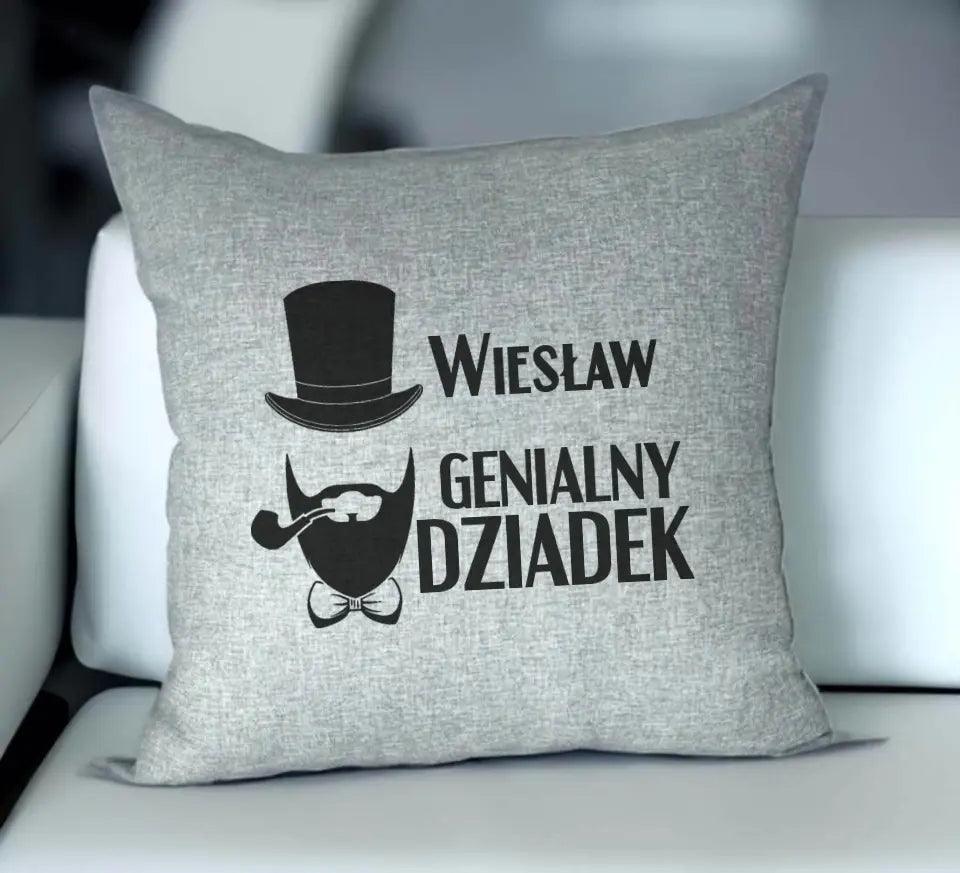 Poduszka z nadrukiem dla dziadka GENIALNY DZIADEK, na Dzień Dziadka - storycups.pl
