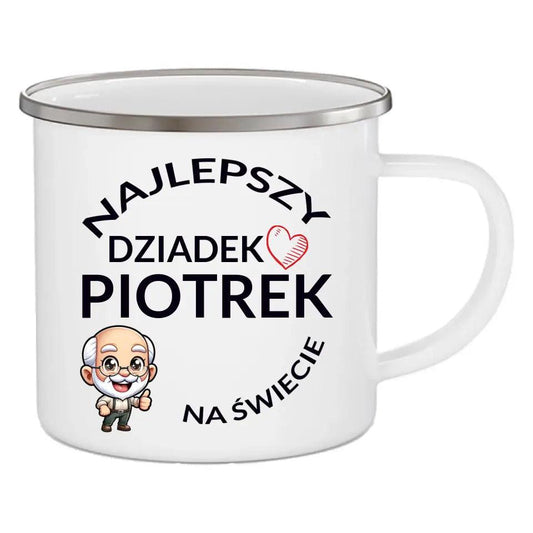 Retro kubek z napisem dla dziadka prezent imię NAJLEPSZY DZIADEK, na Dzień Dziadka - storycups.pl