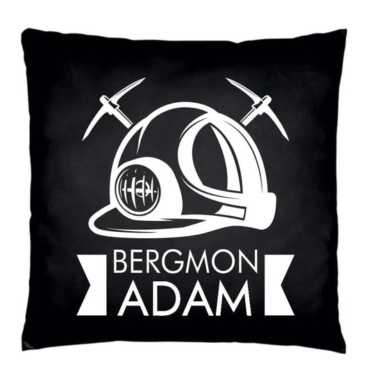 Czarna poduszka dla górnika imię BERGMON G07 - storycups.pl