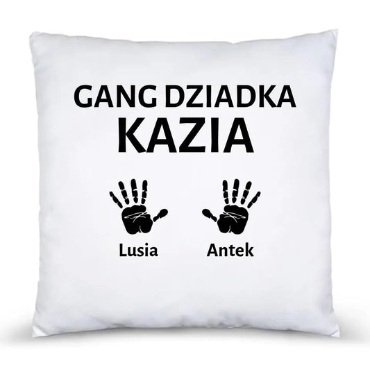 Poduszka na prezent dla dziadka personalizacja GANG DZIADKA, na Dzień Dziadka - storycups.pl