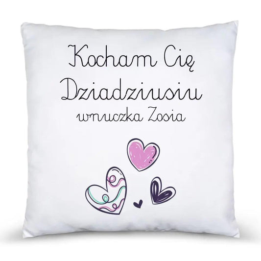 Poduszka dla dziadka personalizowana KOCHAM CIĘ DZIADZIUSIU, na Dzień Dziadka - storycups.pl