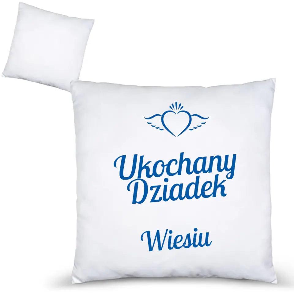 Poduszka z nadrukiem dla dziadka imię UKOCHANY DZIADEK, na Dzień Dziadka - storycups.pl