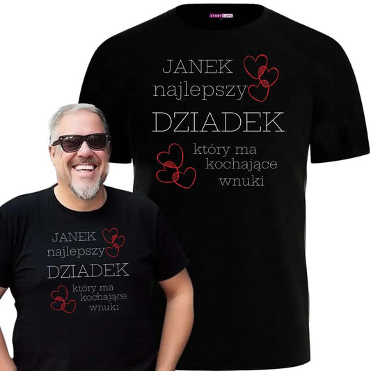 Koszulka dla dziadka T-shirt z dedykacją personalizacja NAJLEPSZY DZIADEK, na Dzień Dziadka - storycups.pl