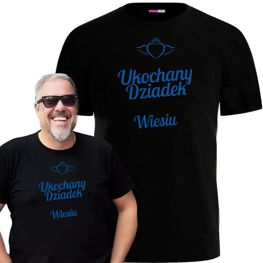 Koszulka dla dziadka personalizowana imię UKOCHANY DZIADEK, na Dzień Dziadka - storycups.pl