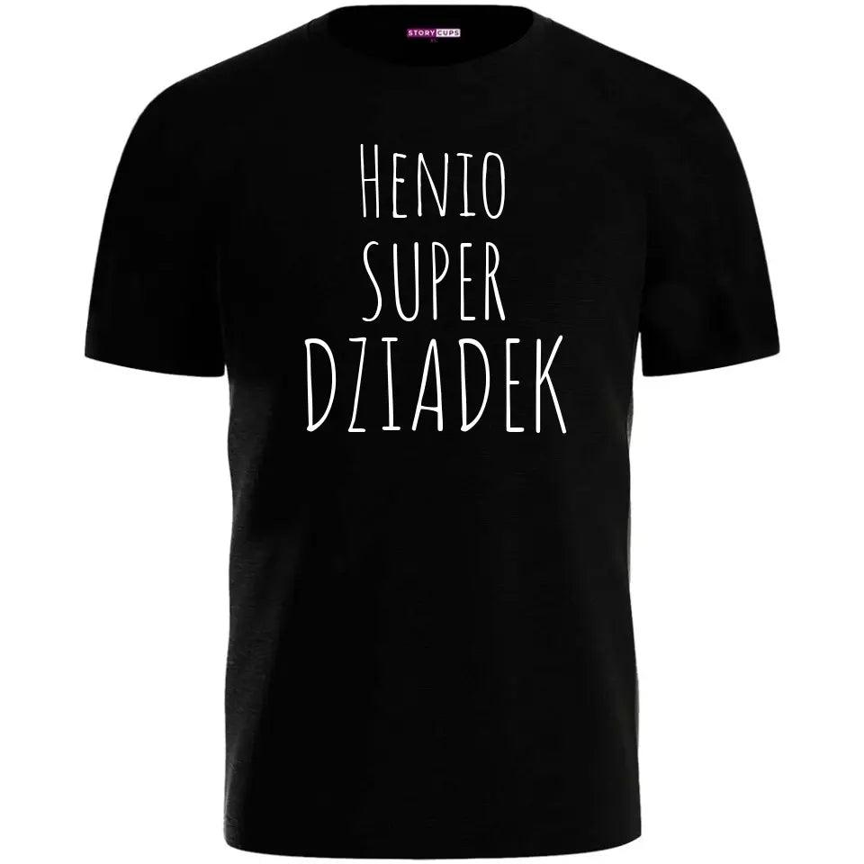 Męska koszulka z nadrukiem dla dziadka SUPER DZIADEK, na Dzień Dziadka - storycups.pl