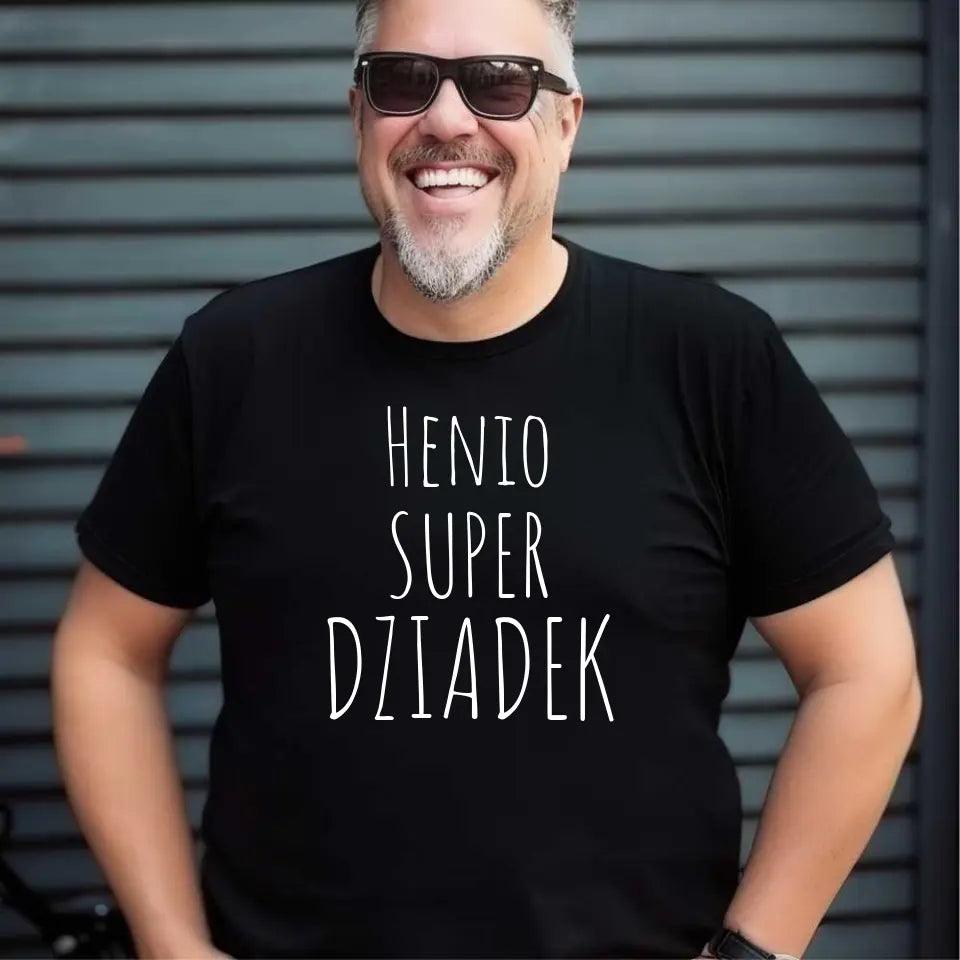 Męska koszulka z nadrukiem dla dziadka SUPER DZIADEK, na Dzień Dziadka - storycups.pl