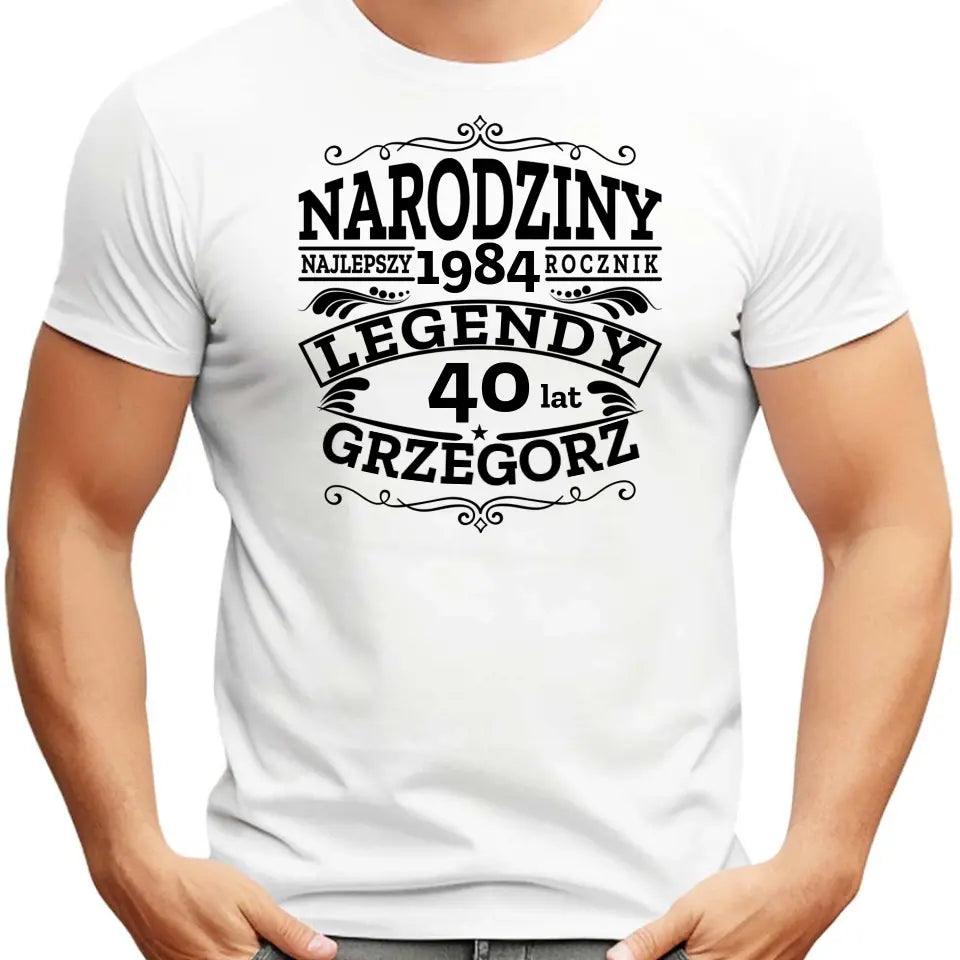 Koszulka z nadrukiem na urodziny personalizowana NARODZINY LEGENDY U01 - storycups.pl