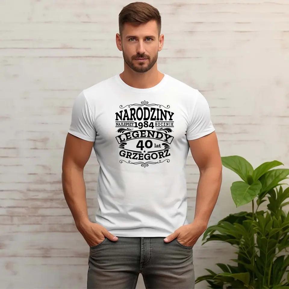 Koszulka z nadrukiem na urodziny personalizowana NARODZINY LEGENDY U01 - storycups.pl