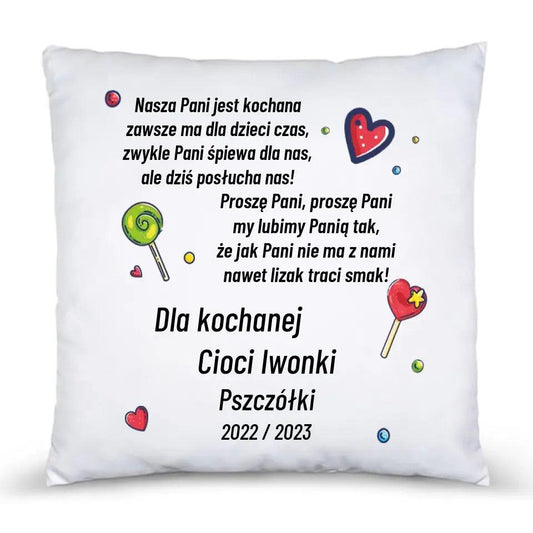 Poduszka dla nauczyciela przedszkola personalizacja prezent N16 - storycups.pl