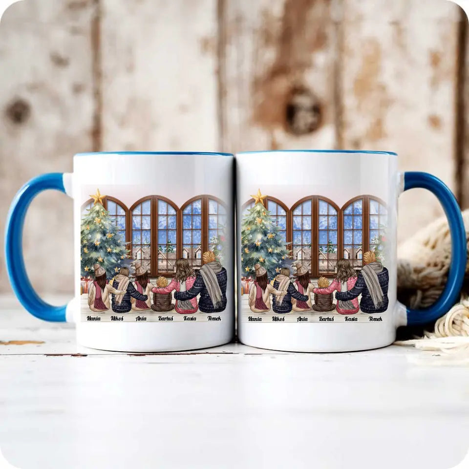 Personalizowany świąteczny KUBEK RODZINNY 2+1-4 dzieci na Boże Narodzenie R01 - storycups.pl