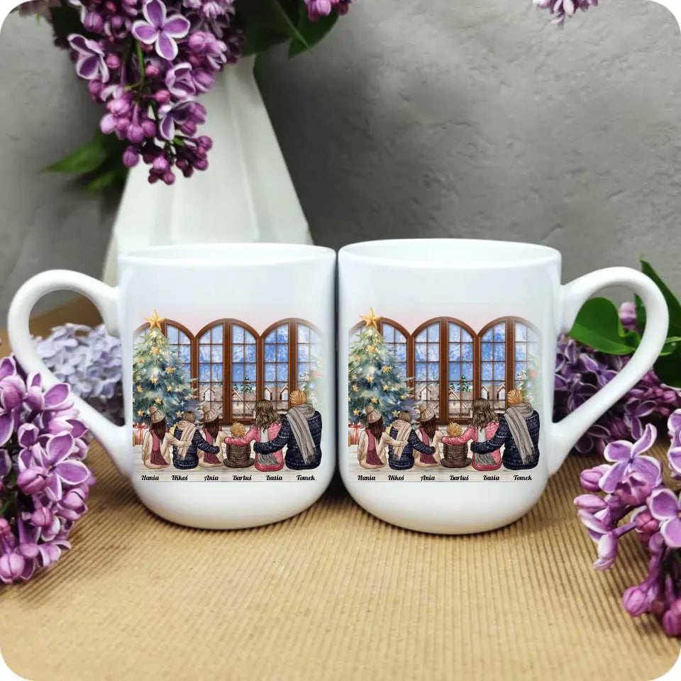 Personalizowany świąteczny KUBEK RODZINNY 2+1-4 dzieci na Boże Narodzenie R01 - storycups.pl