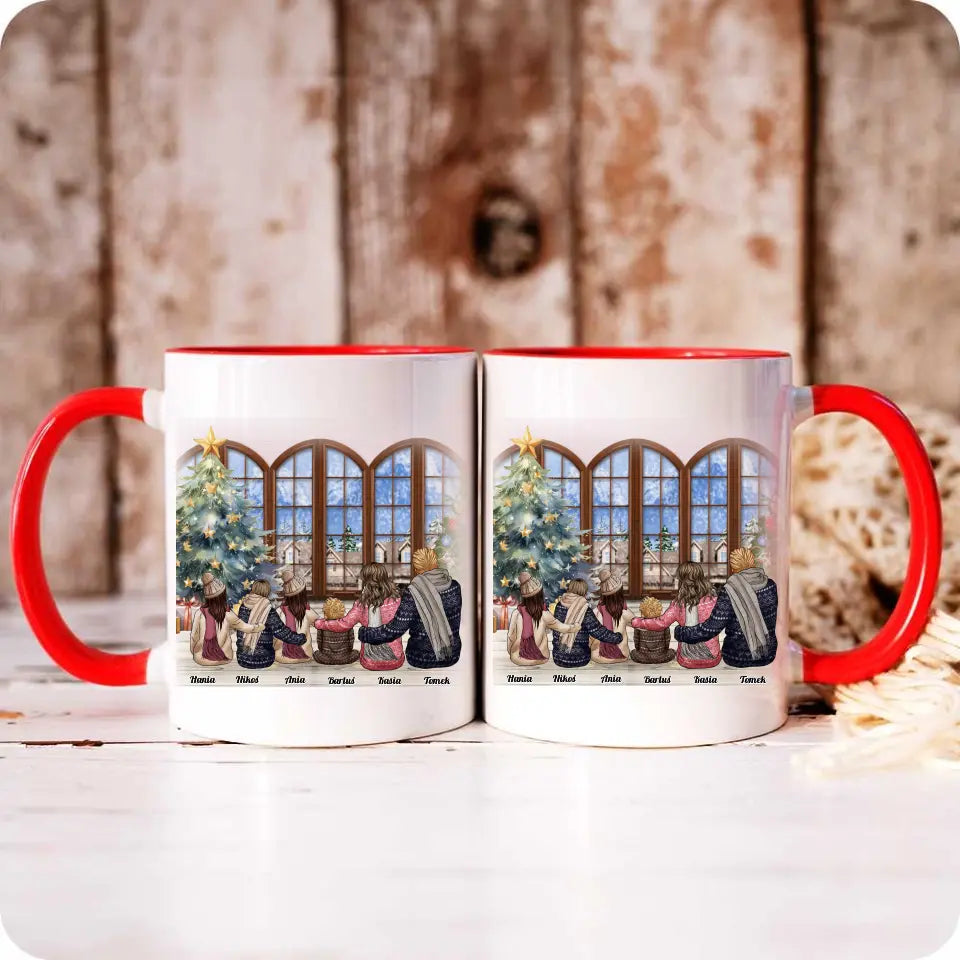 Personalizowany świąteczny KUBEK RODZINNY 2+1-4 dzieci na Boże Narodzenie R01 - storycups.pl