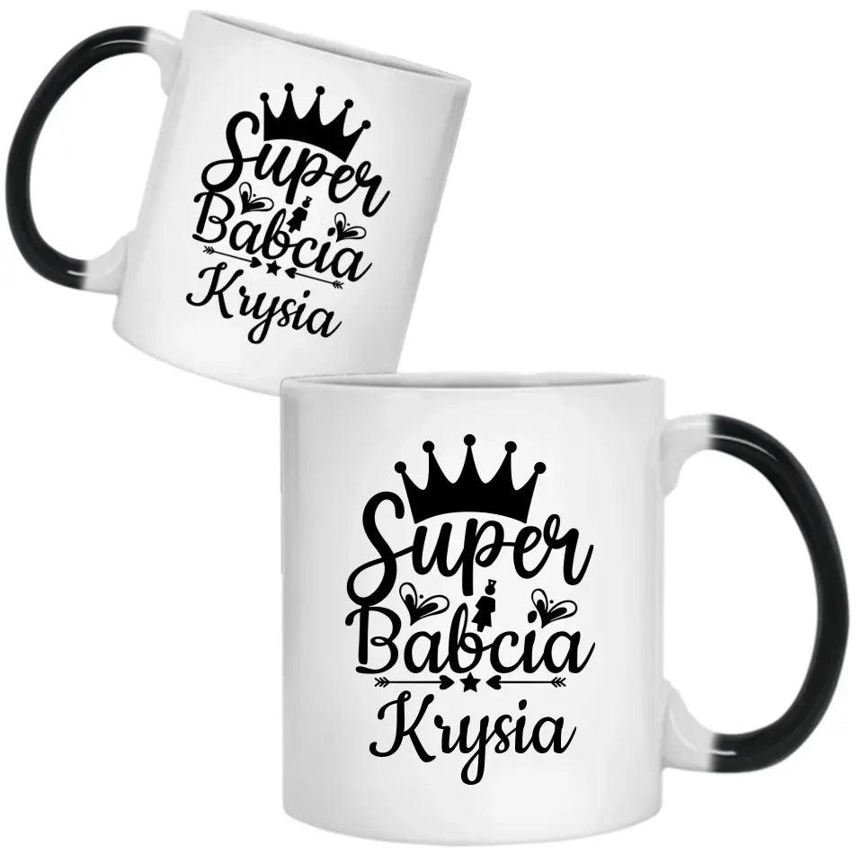 Kubek dla babci na prezent personalizacja imię Super Babcia, kubek na Dzień Babci - storycups.pl