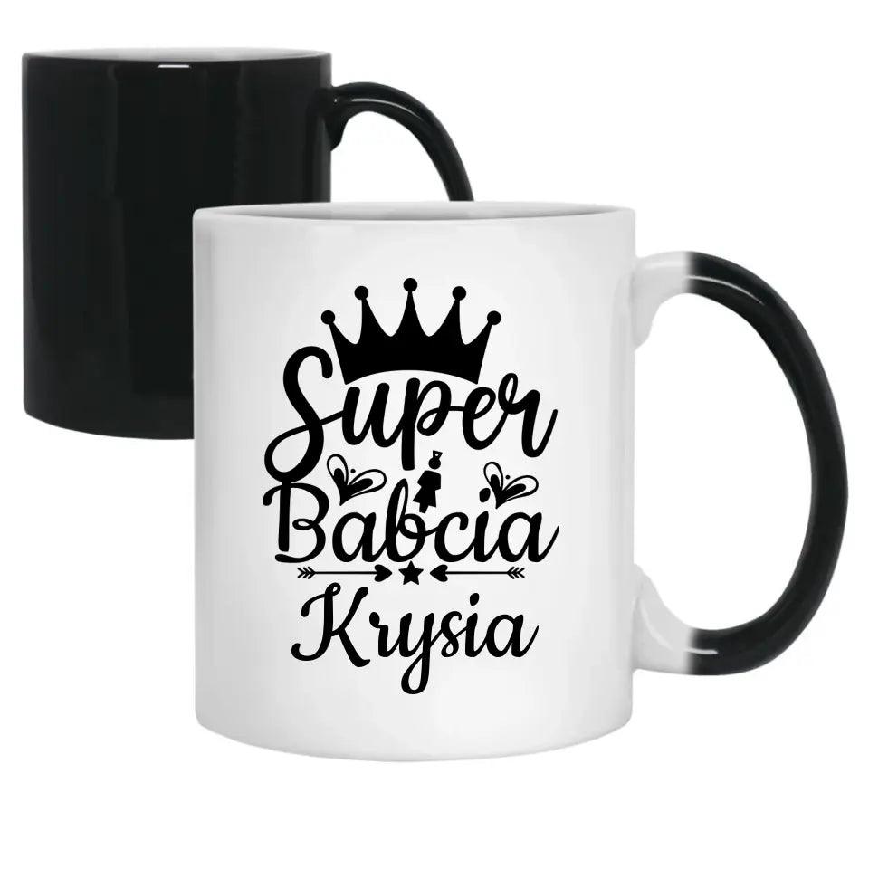 Kubek dla babci na prezent personalizacja imię Super Babcia, kubek na Dzień Babci - storycups.pl