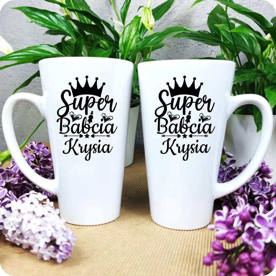 Kubek dla babci na prezent personalizacja imię Super Babcia, kubek na Dzień Babci - storycups.pl