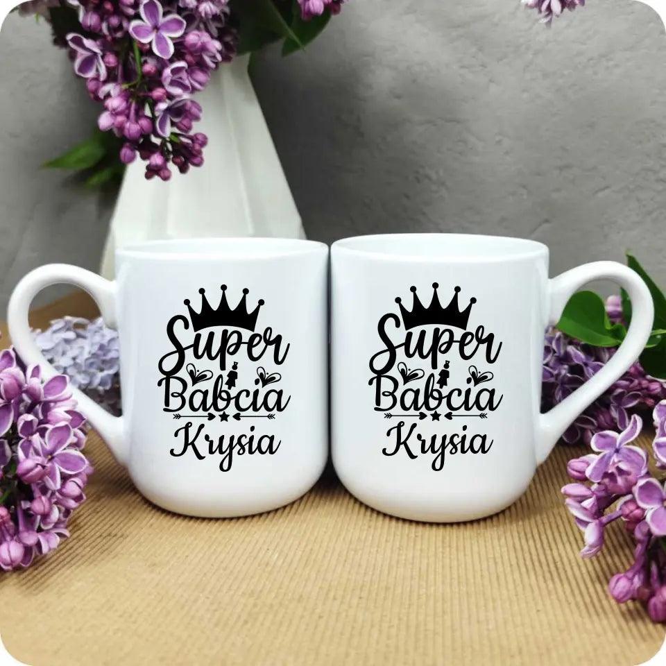 Kubek dla babci na prezent personalizacja imię Super Babcia, kubek na Dzień Babci - storycups.pl