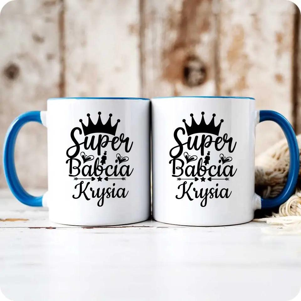 Kubek dla babci na prezent personalizacja imię Super Babcia, kubek na Dzień Babci - storycups.pl