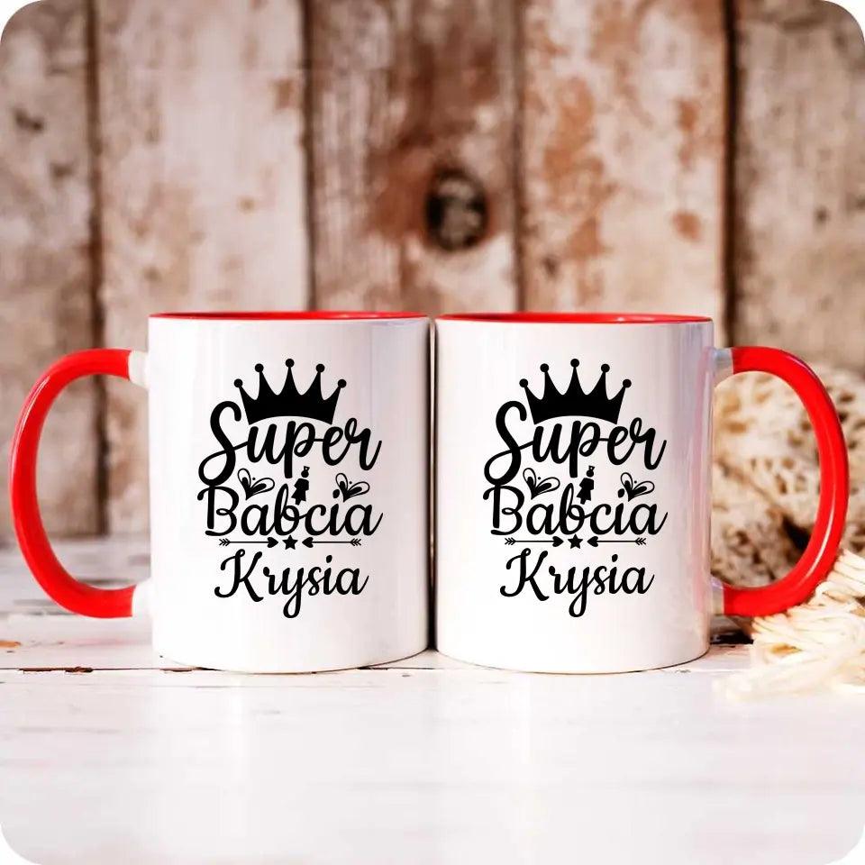 Kubek dla babci na prezent personalizacja imię Super Babcia, kubek na Dzień Babci - storycups.pl