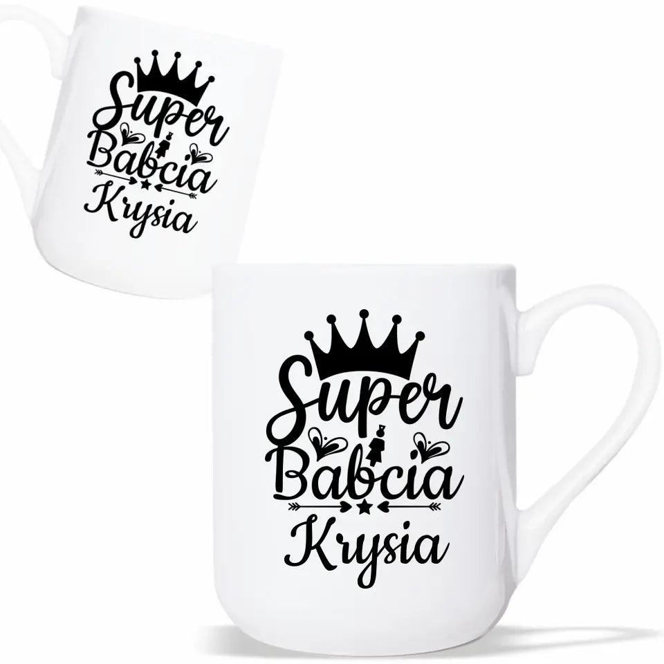 Kubek dla babci na prezent personalizacja imię Super Babcia, kubek na Dzień Babci - storycups.pl