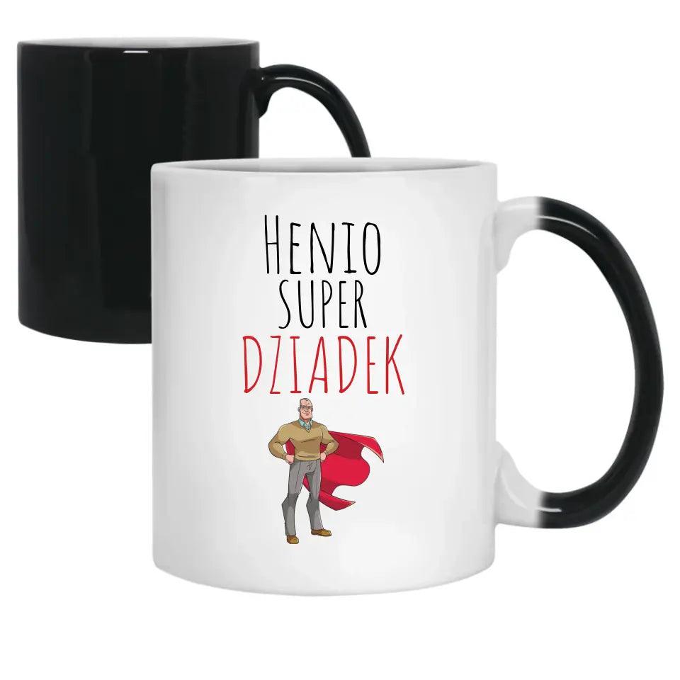 Kubek z imieniem dla dziadka na prezent Super Dziadek, na Dzień Dziadka - storycups.pl