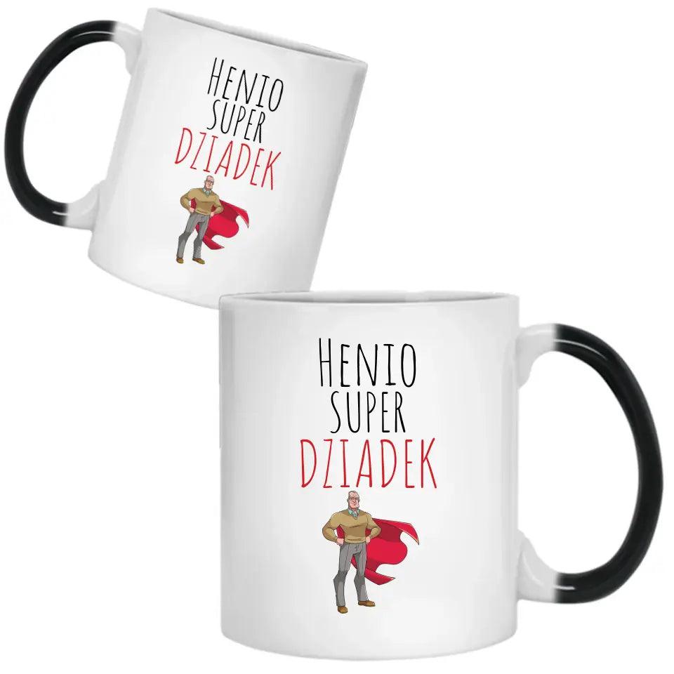 Kubek z imieniem dla dziadka na prezent Super Dziadek, na Dzień Dziadka - storycups.pl