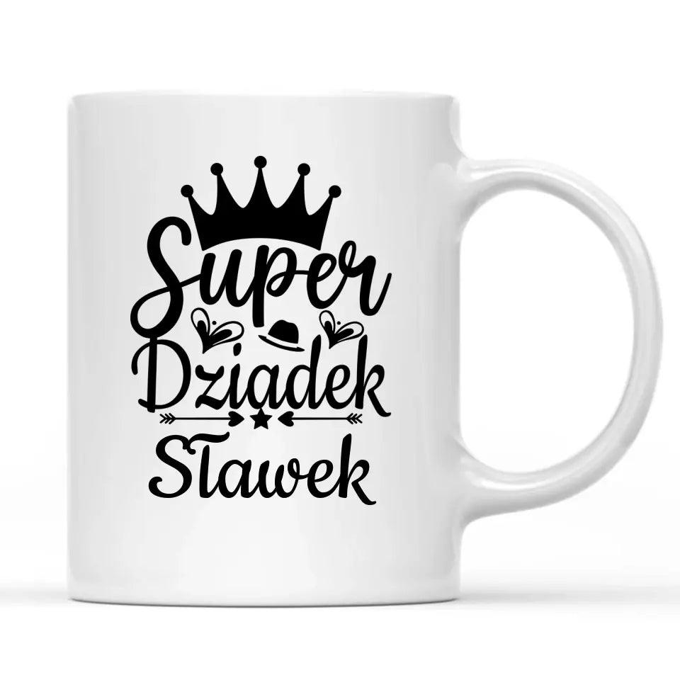 Kubek dla dziadka na prezent imię Super Dziadek, na Dzień Dziadka - storycups.pl