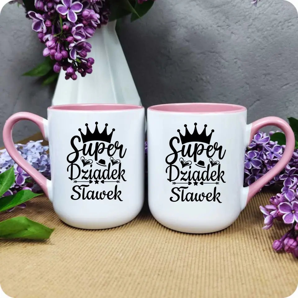 Kubek dla dziadka na prezent imię Super Dziadek, na Dzień Dziadka - storycups.pl